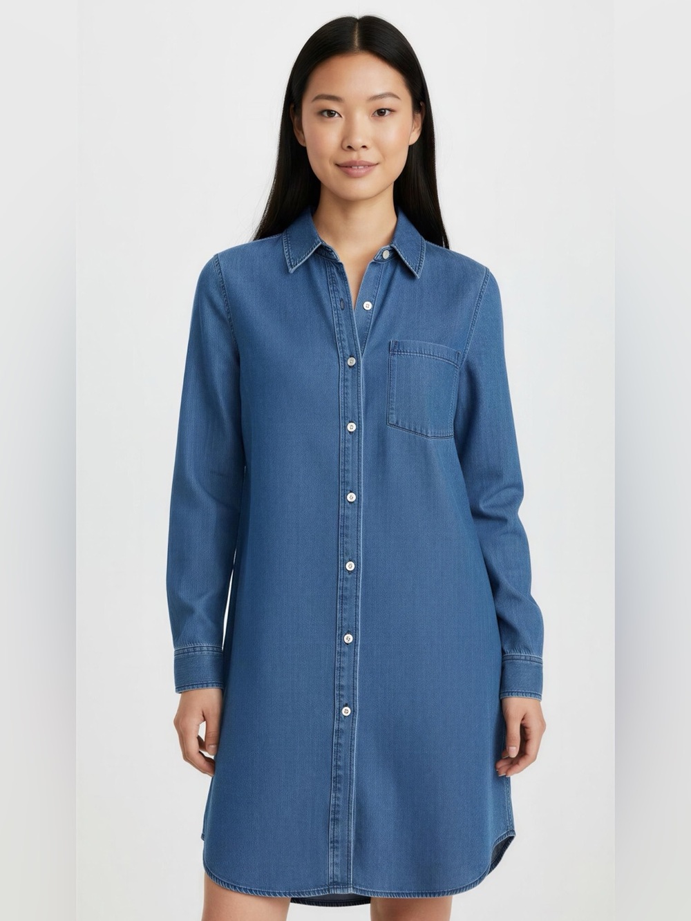 Grayson by frank & Eileen size 04(Large) chambray denim shirt dress casual - Picture 2 of 13
